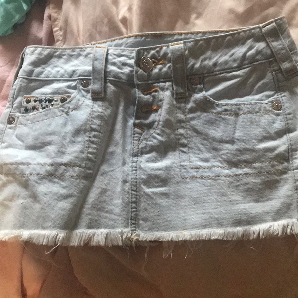 mini denim skirt with jewels